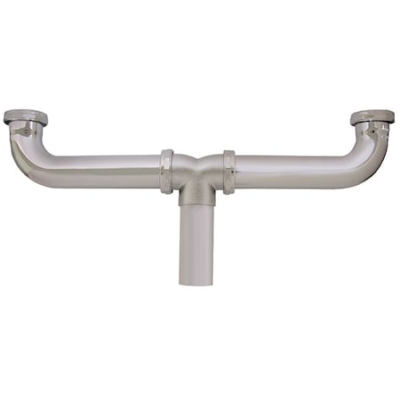 Jones Stephens 1-1/2in. x 16in. Chrome Plated Brass Slip Joint Center Outlet Waste 22 Gauge P38030